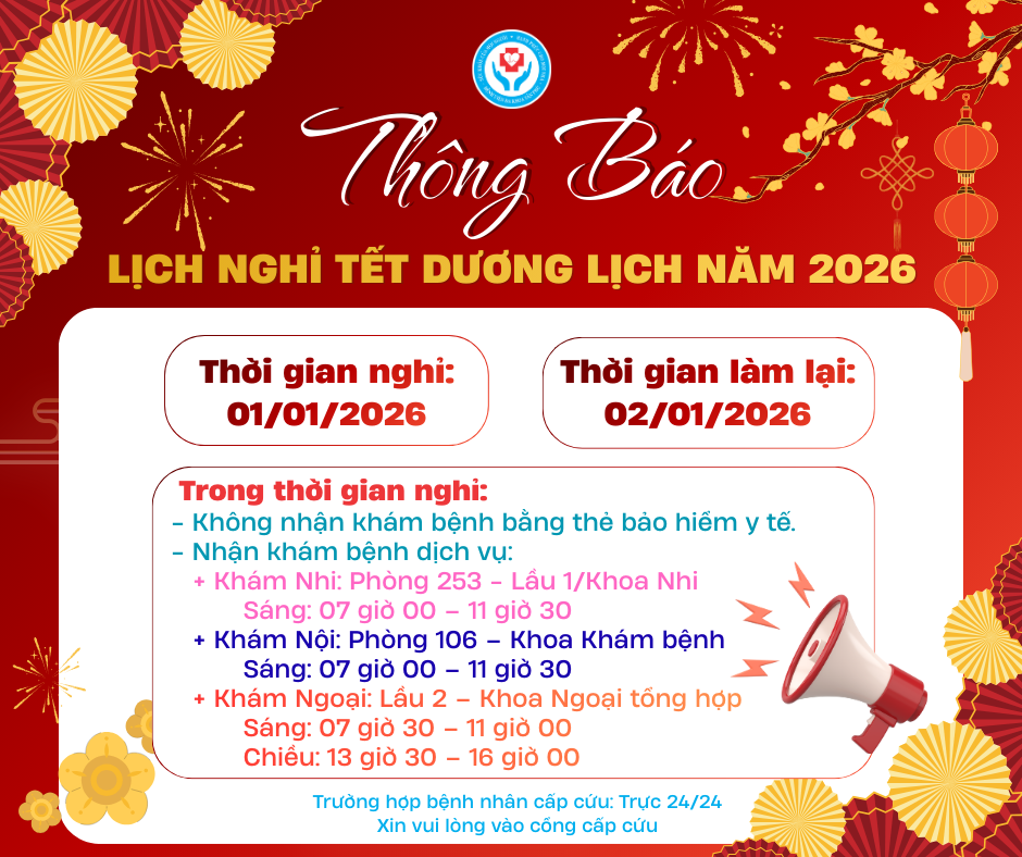 Thông báo lịch nghỉ Tết dương lịch năm 2026