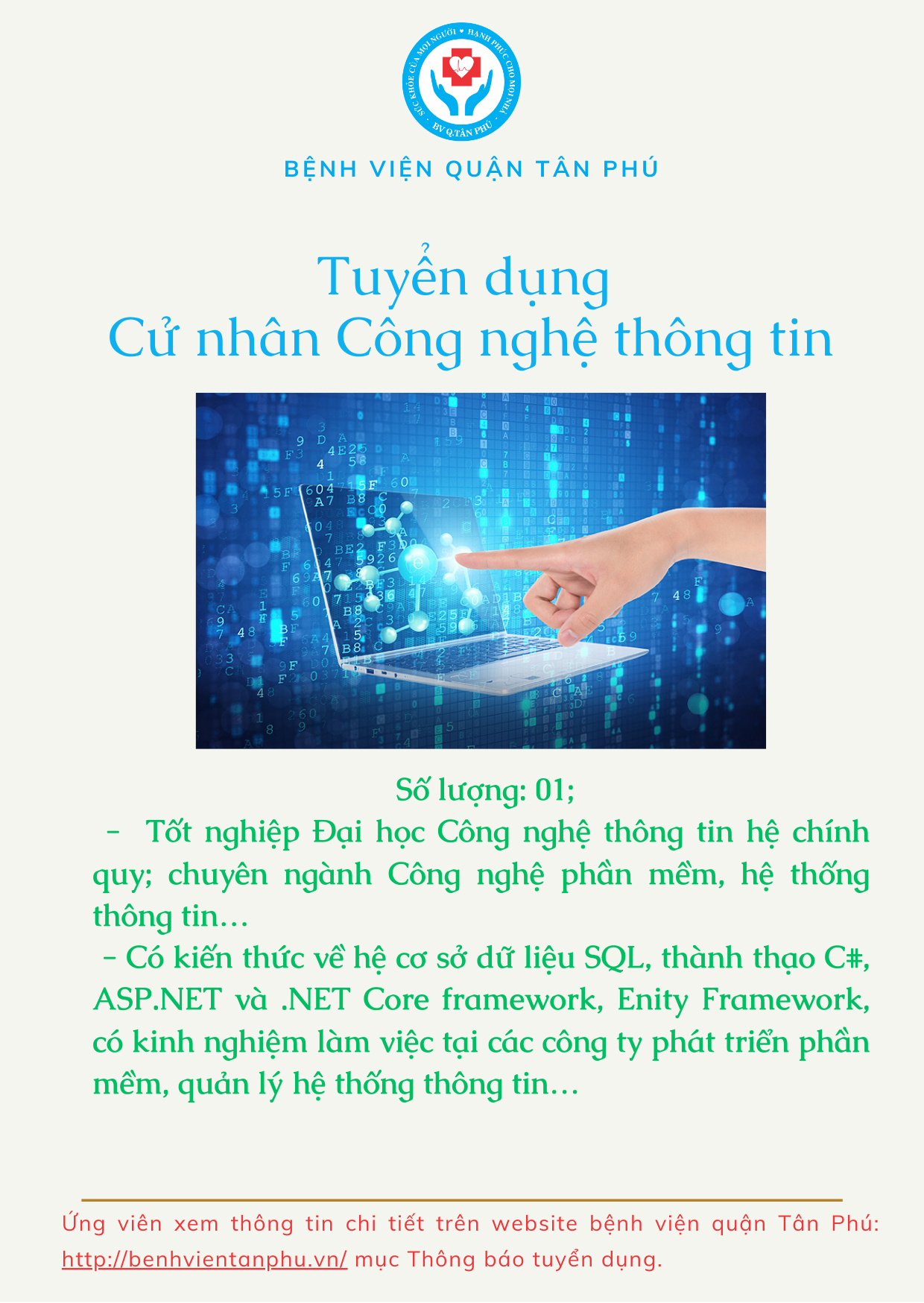 Thông báo tuyển dụng chức danh Công nghệ thông tin