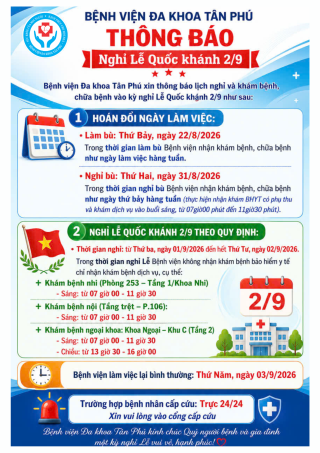 thong bao ve lich nghi le 2 9 cua benh vien